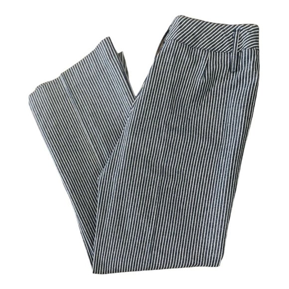 Larry Levine Petite Blue Striped Flat Front Chino Pants Trousers Size 4P - Picture 7 of 7